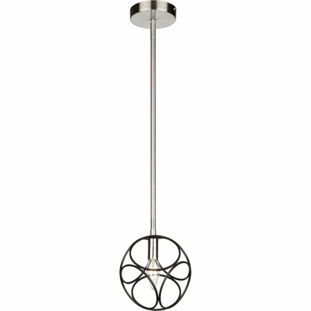 New Artcraft Sorrento Collection 1 Light Pendant, Mini  Matte Black Satin Nickel